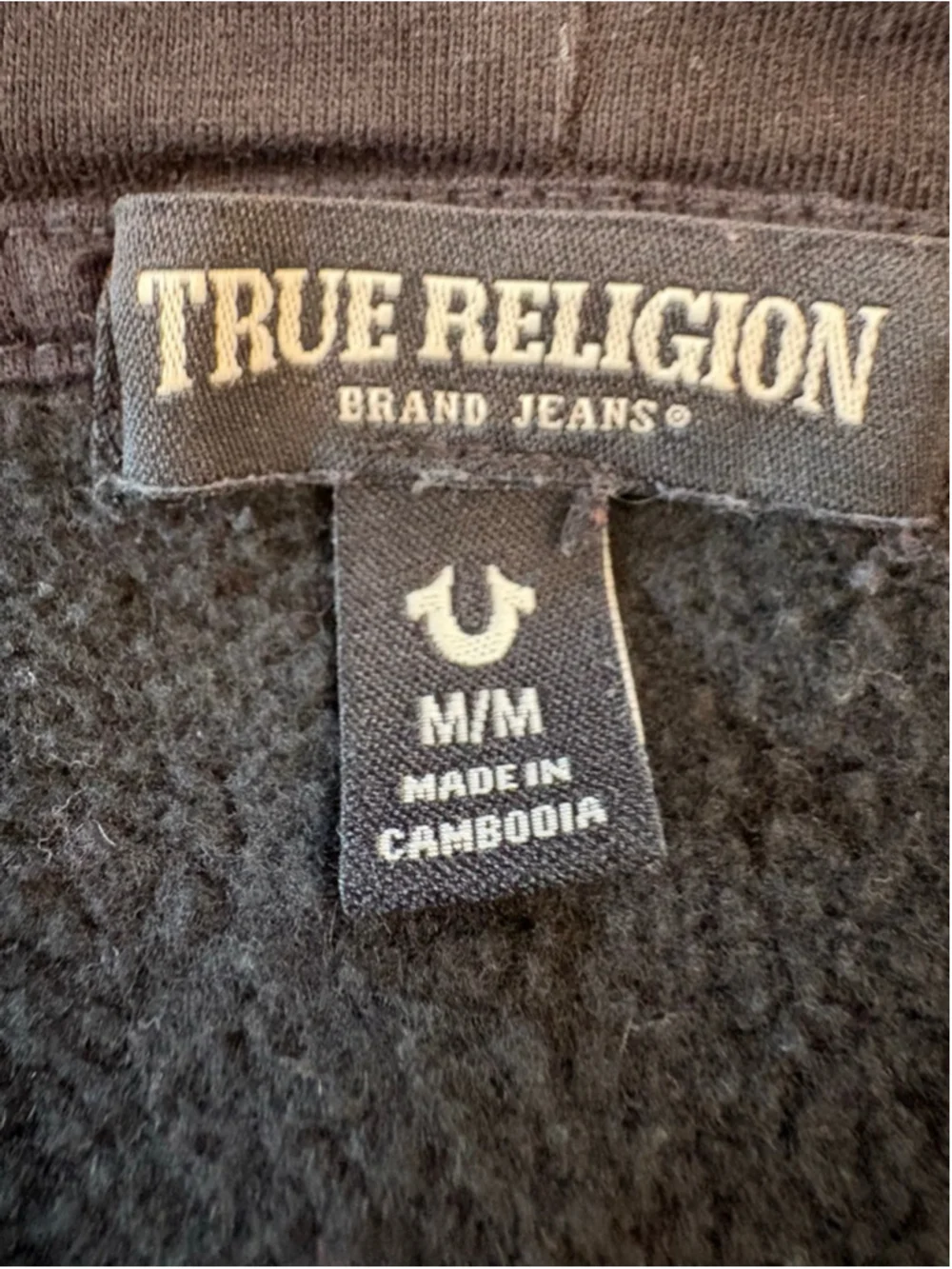 True Religion Men’s Black & White Full-Zip Hoodie M